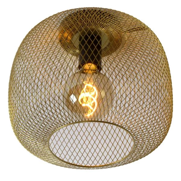 Lucide MESH - Flush ceiling light - Ø 30 cm - 1xE27 - Matt Gold / Brass - detail 1